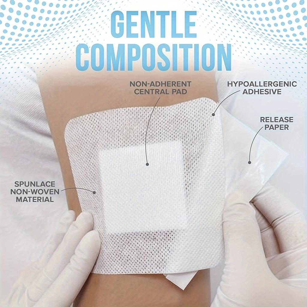 Große Größe Hypoallergen Vlies Medizinische Klebstoff Wundauflage Pflaster Bandage Große Wunde Erste Hilfe 6*7cm