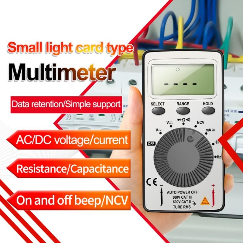 Portable Multimeter 1999 Counts Digital Multimeter Voltmeter Auto-Ranging for Testing Voltage Current Resist Continue