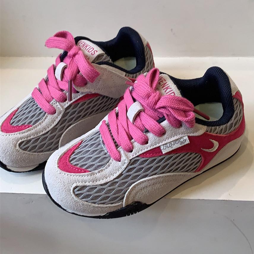 

Spring and Autumn Retro Children s Shoes Mesh Breathable Sports Shoes Girls Dad Shoes Boys Running Shoes 26 рожевий червоний колір