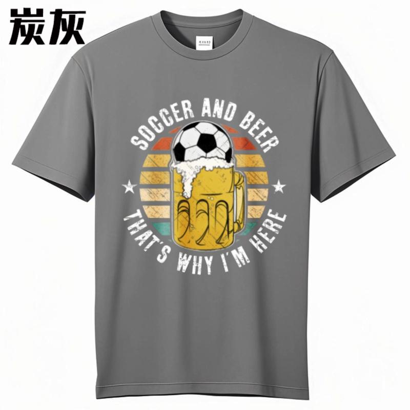 Tshirts for Men Printed Man Round Neck T Shirt Cotton Soccer And Beer Thats Why Im Here Hiphop Unisex Tshirt Trendy Tshirt
