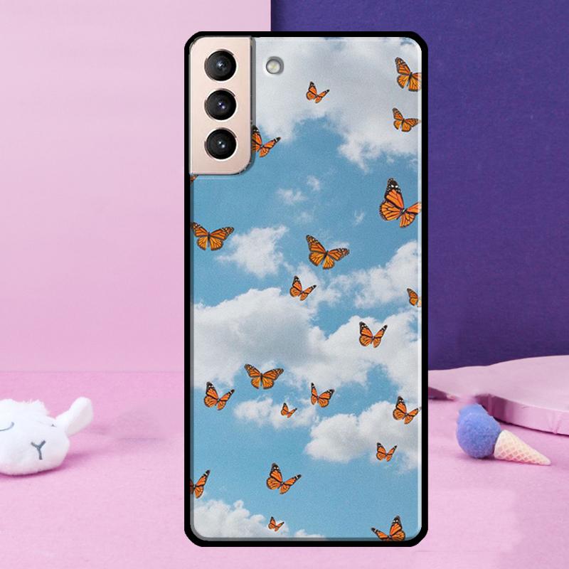 Butterfly Sky Phone Case For Samsung Galaxy S25 Ultra S24 S23 Ultra S9 S10 S20 S21 S22 Plus S24 FE Cover