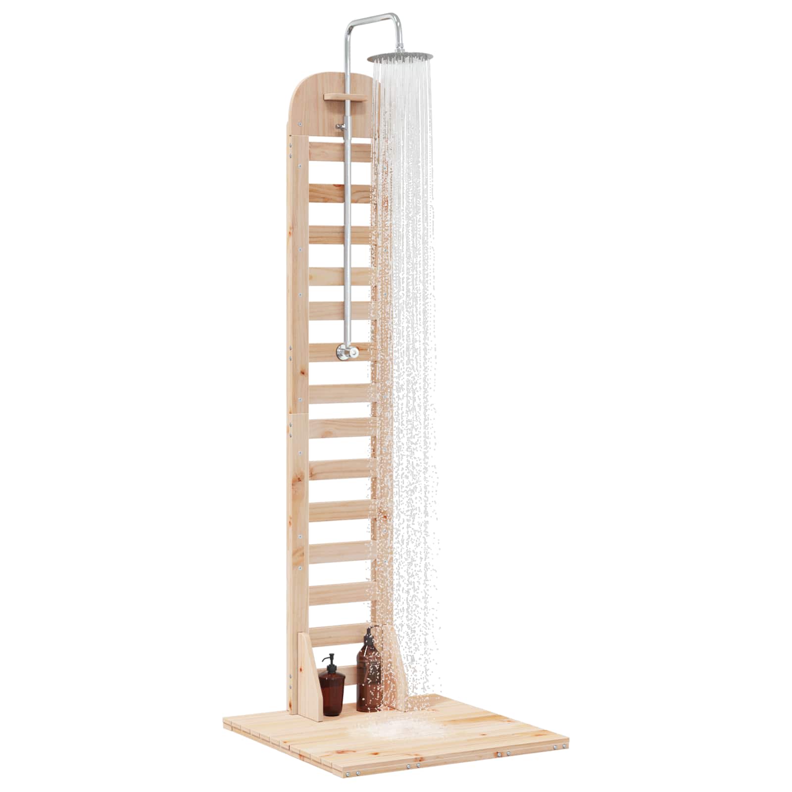 Außendusche 223 cm Massivholz Kiefer und Edelstahl Natur