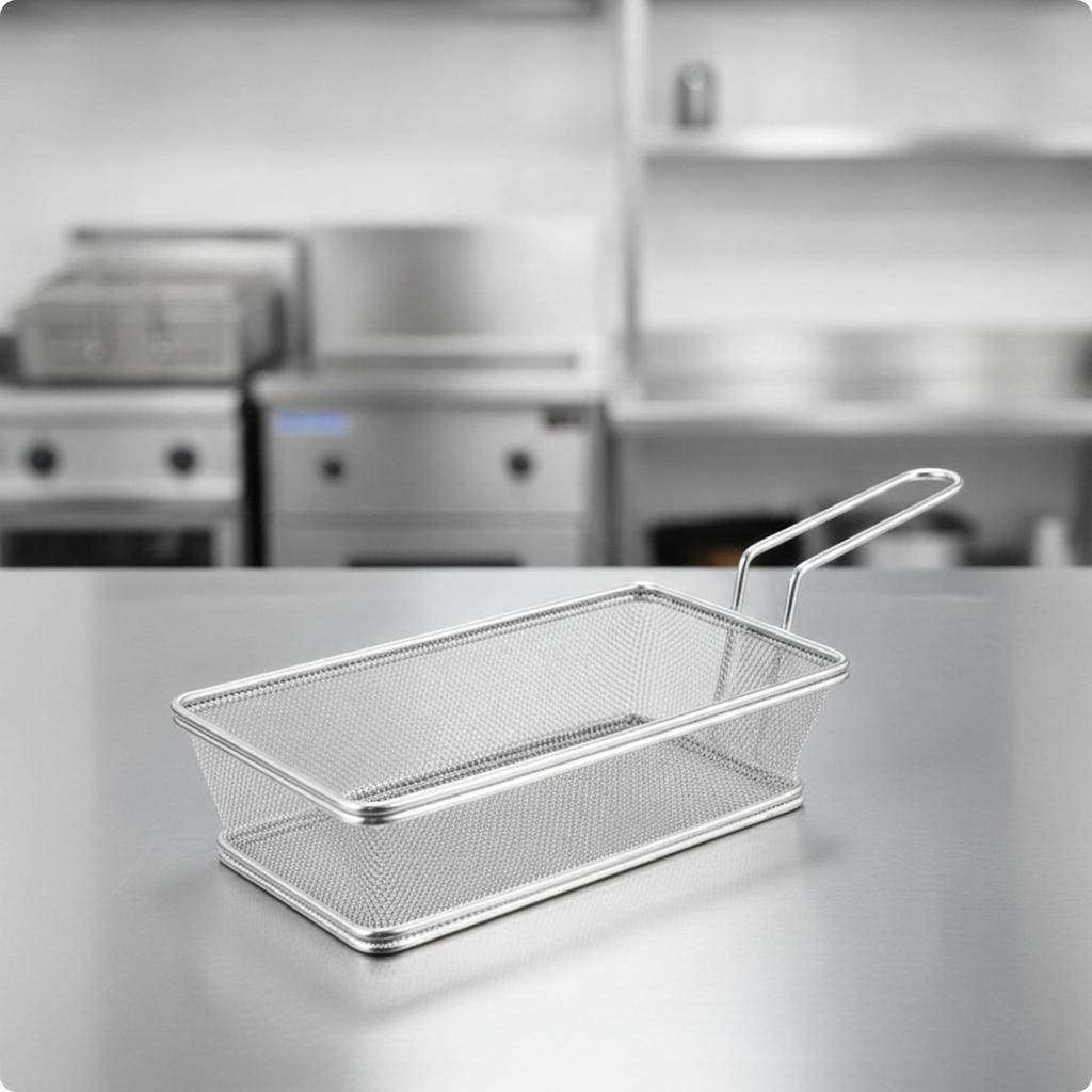 Mesh Frying Basket with Handle Multi-Purpose for Restaurant, Home Cooks