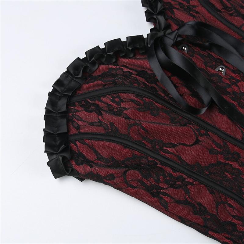 Ladies Lace Pattern Strapless Vest Elastic Rope Corset with Adjust Rope Universal Women Banquet Dress Shirt Coat Corset