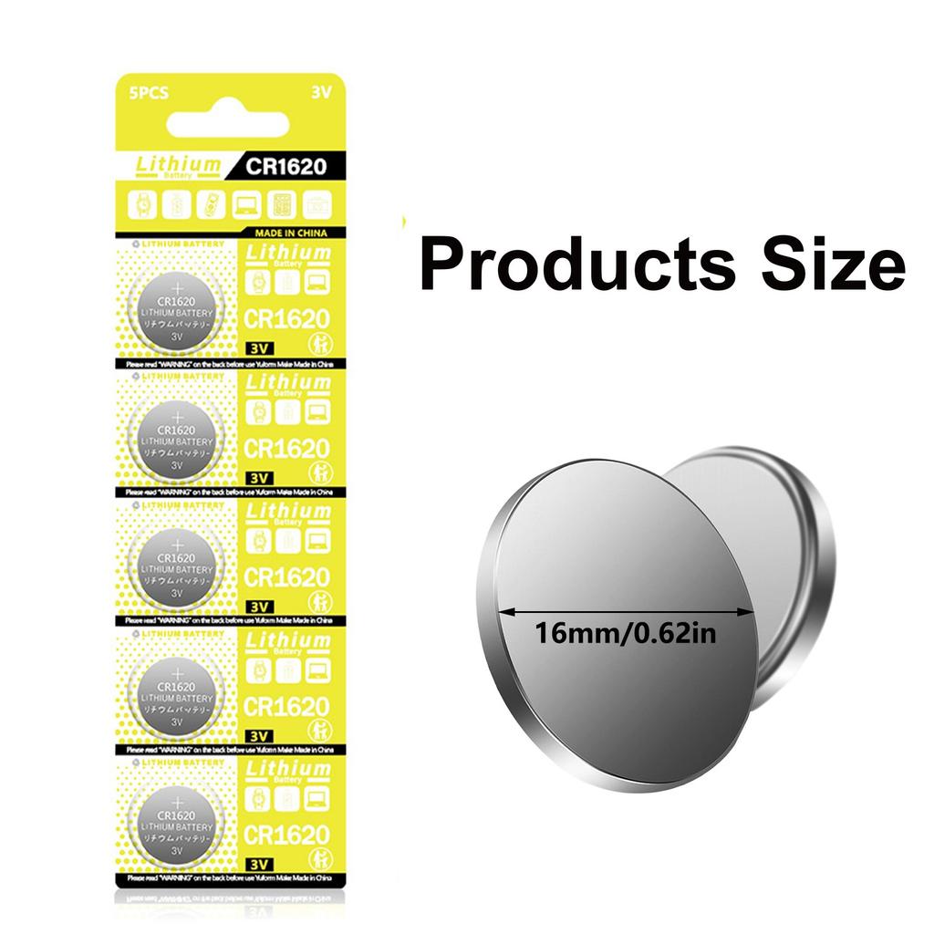Pack of 10pcs CR1620 Lithium Coin Batteries 3V for Watch Electronic Scale and Thermometers Leak Proof Designing