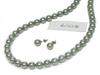 [Your and My Jewelry Box] Black Pearl Necklace and Akoya Pearl Earrings Set  Gray 8mm 42cm Regular Size Made In Japan [Gift Wrapped]