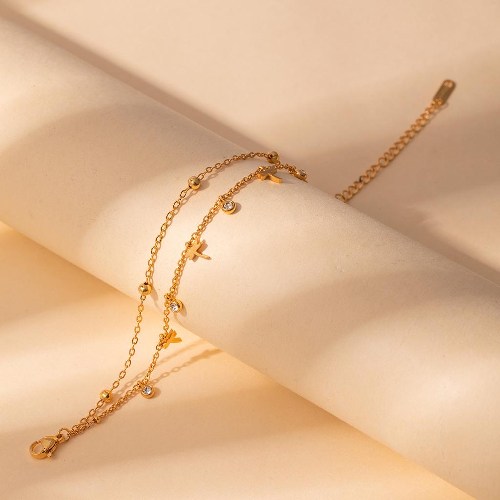 Light Luxury High-End Stainless Steel Diamond-Encrusted Bracelet, Moon Sun Love Geometry Does Not Fade Jewelry Women
