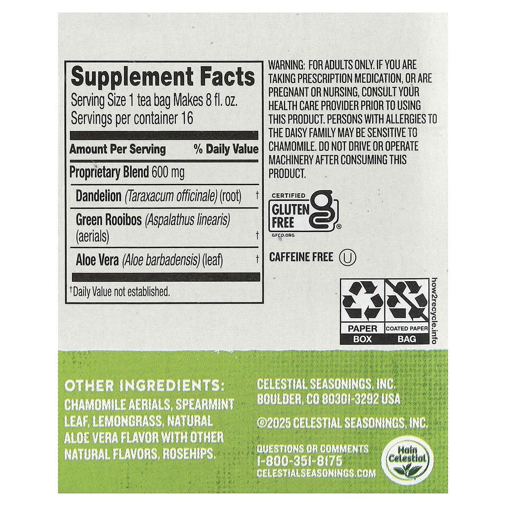 Celestial Seasonings, Detox Blend, Dandelion, Caffeine Free, 16 Tea Bags, 0.96 oz (27 g)
