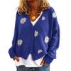 YYFS Suéteres Casuales de Moda para Mujer Otoño Invierno Estampado de Flores Manga Larga Cuello en V