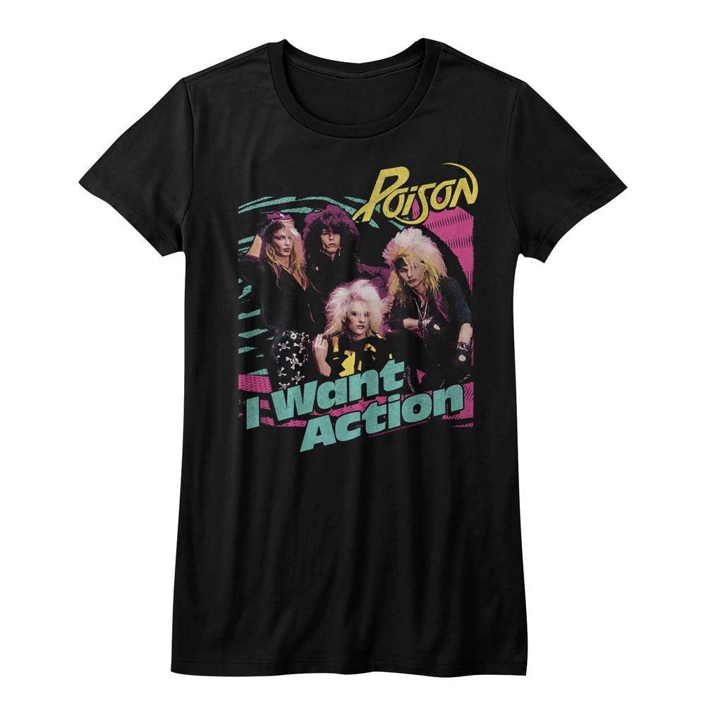 Poison I Want Action Women s Fitted T Shirt Rock Music XL