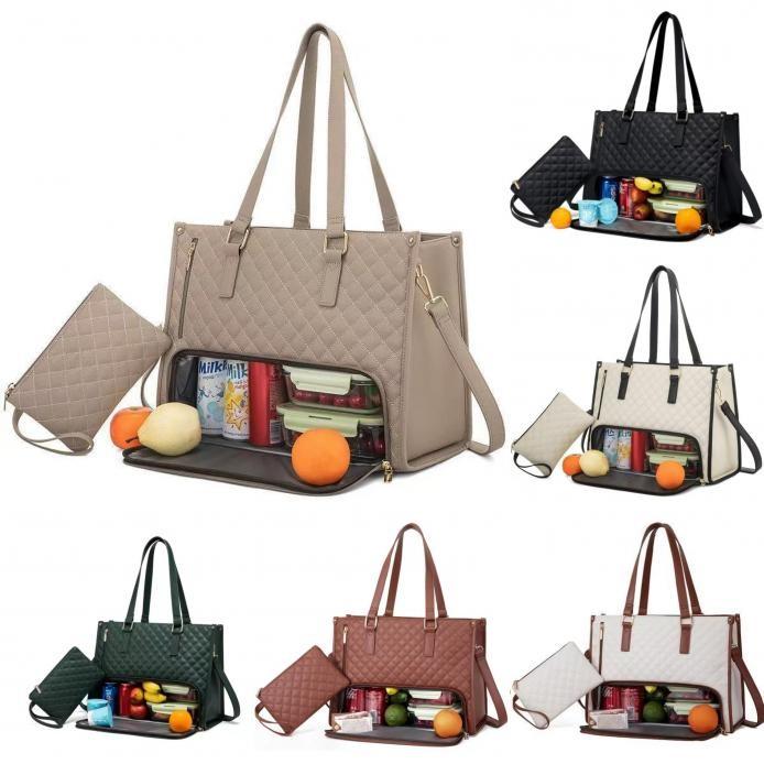 Sophisticated Pu Tote Bag With Inner Divider And Lunch Storage For Daily Commute