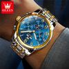 OLEVS Men's Watches Business Fashion Original Automatic Mechanical Wristwatch for Man Waterproof Moon Phase Calendar Trend Dress