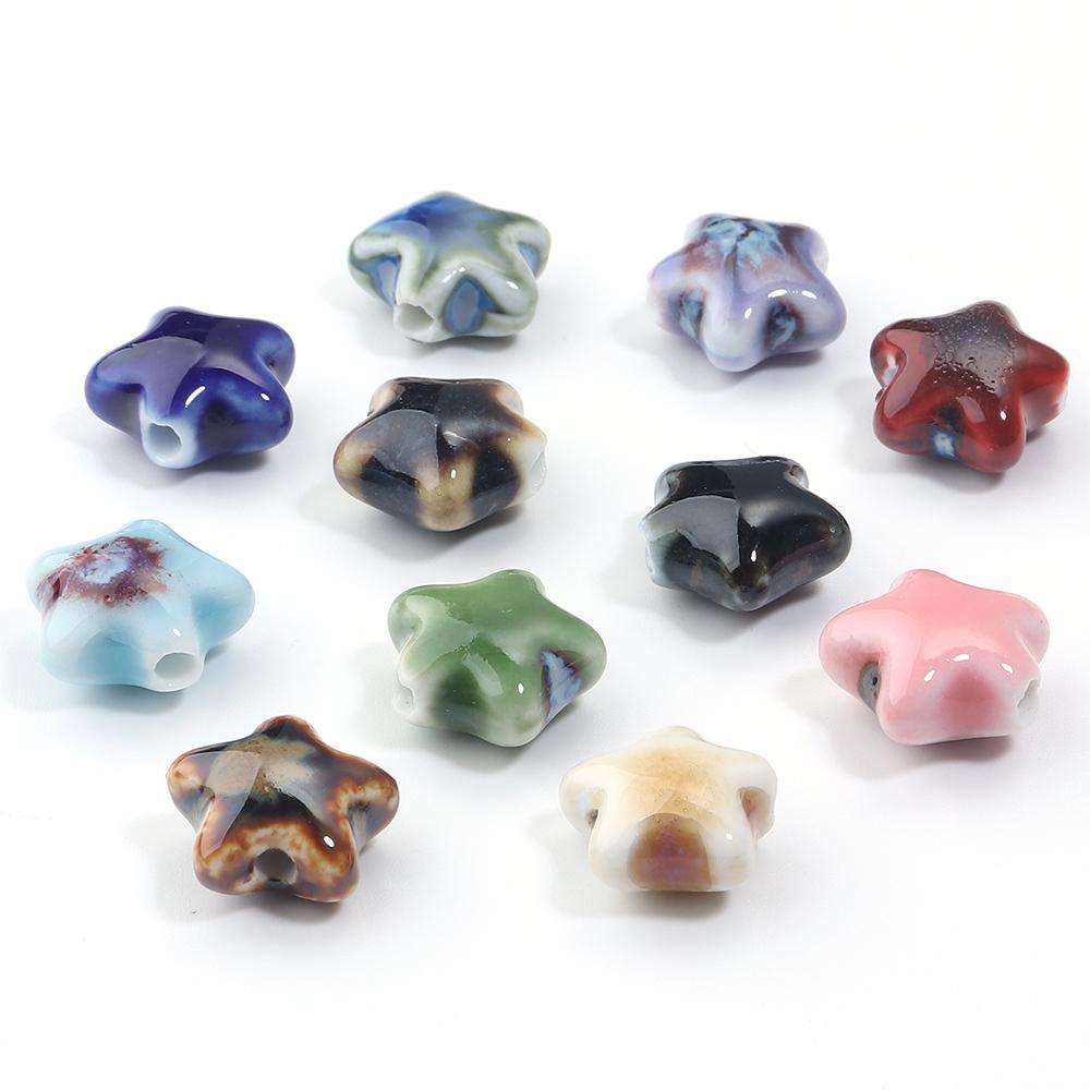5pcs/lot Colorful Star Beads Ceramic Beads For Making Jewelry Porcelain Spacer Beads Bracelet Necklace Charms DIY Accessories