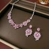 Elegant Blossom Zircon Necklace & Earrings Set - European & American Style