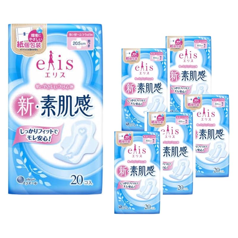 

Ellis new· Feeling of bare skin with wings 20.5cm (Noon on normal to busy days) 120 sheets (20 sheets ×6 pack) [Bulk purchase] Earthquake stockpiling