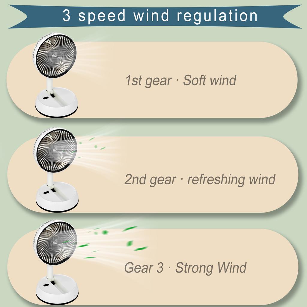 Telescopic Folding Fan Shaking Time Desktop Remote Control Fan Floor Fan Rechargeable Portable 8-inch USB Camping Folding Fan