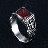 Elegant Fashion Vintage Red Onyx Thor Men's Stainless Steel Gothic Style Ring