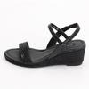 JILL STUART SHOE Women's Rhinestone Jute Wedge Sandals 6616, Black/Black, Size 22.5cm, E
