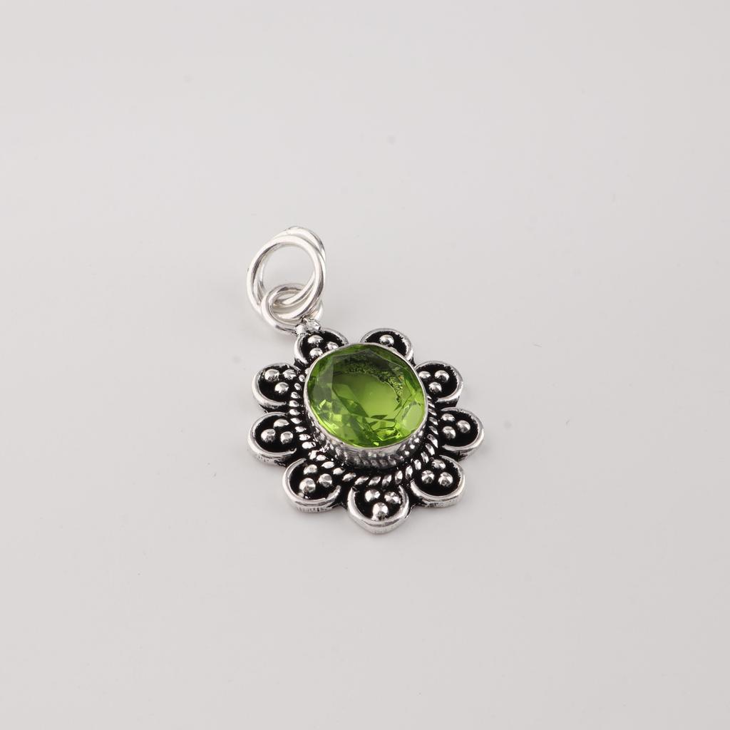 Green Peridot Gemstone 925 Sterling Silver Jewelry Stylish Pendant 1.37" Gift For Her CP-40-4