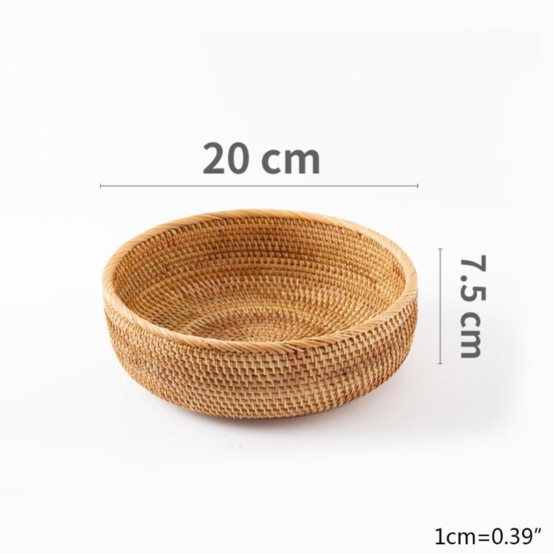 Handwoven Rectangular Rattan Wicker Basket Fruit Tea Snack Bread Picnic Cosmetic Storage Box Kitchen Supplies Household Tools