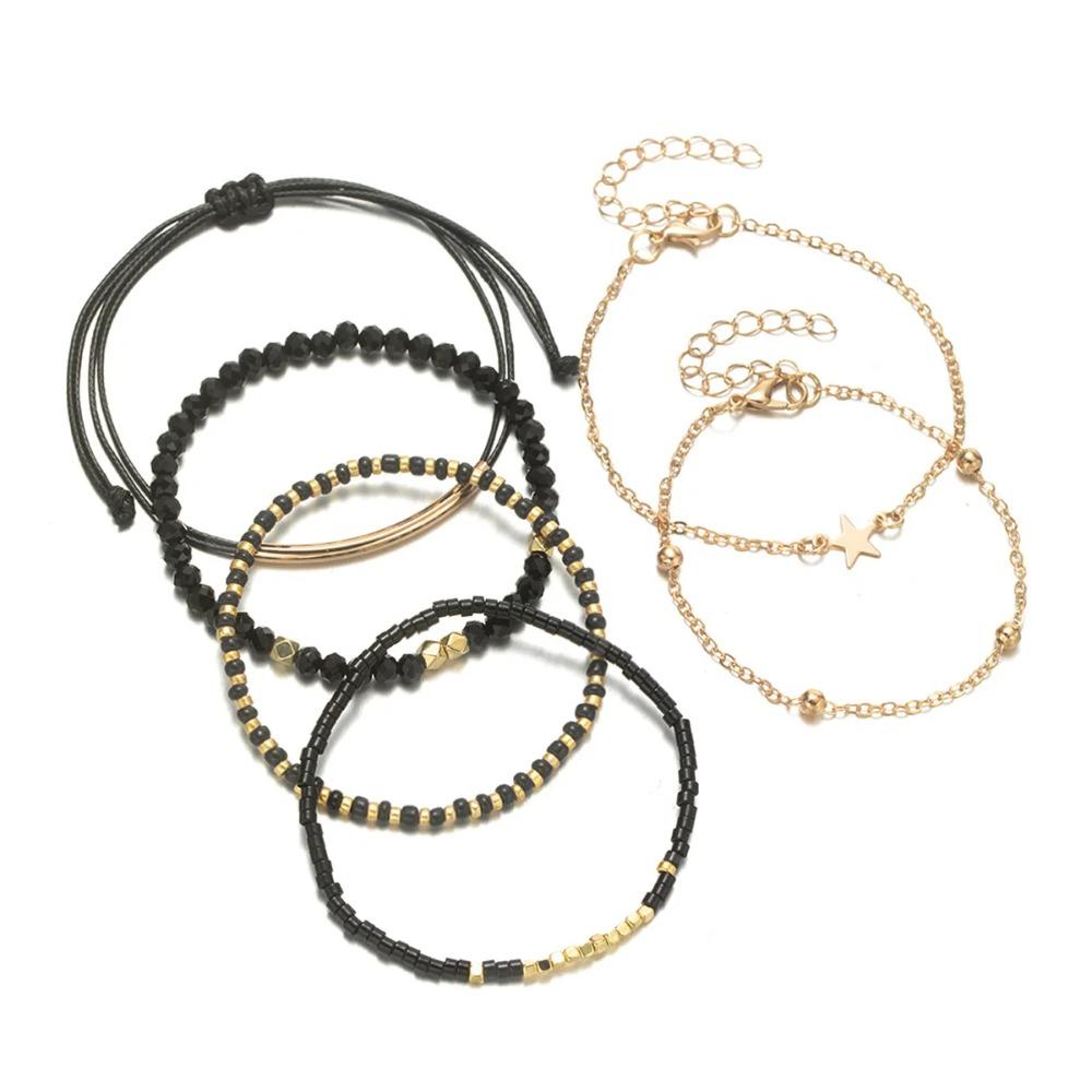 Set Braccialetti Stella Marina con Perline di Riso 6 Pezzi Braccialetti alla Moda Oceanici Fatti a Mano per Donne