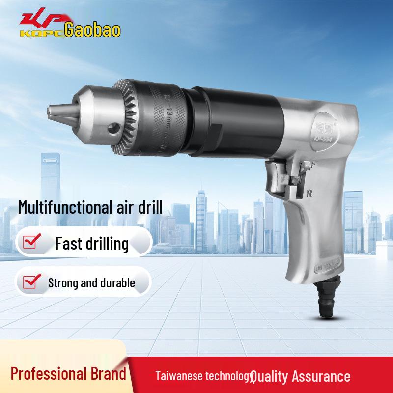 Gaobao 13mm Pneumatic Drill, Gun-Type Air Drill with Speed Control, 10mm Mixer & Hole Opener Tool.