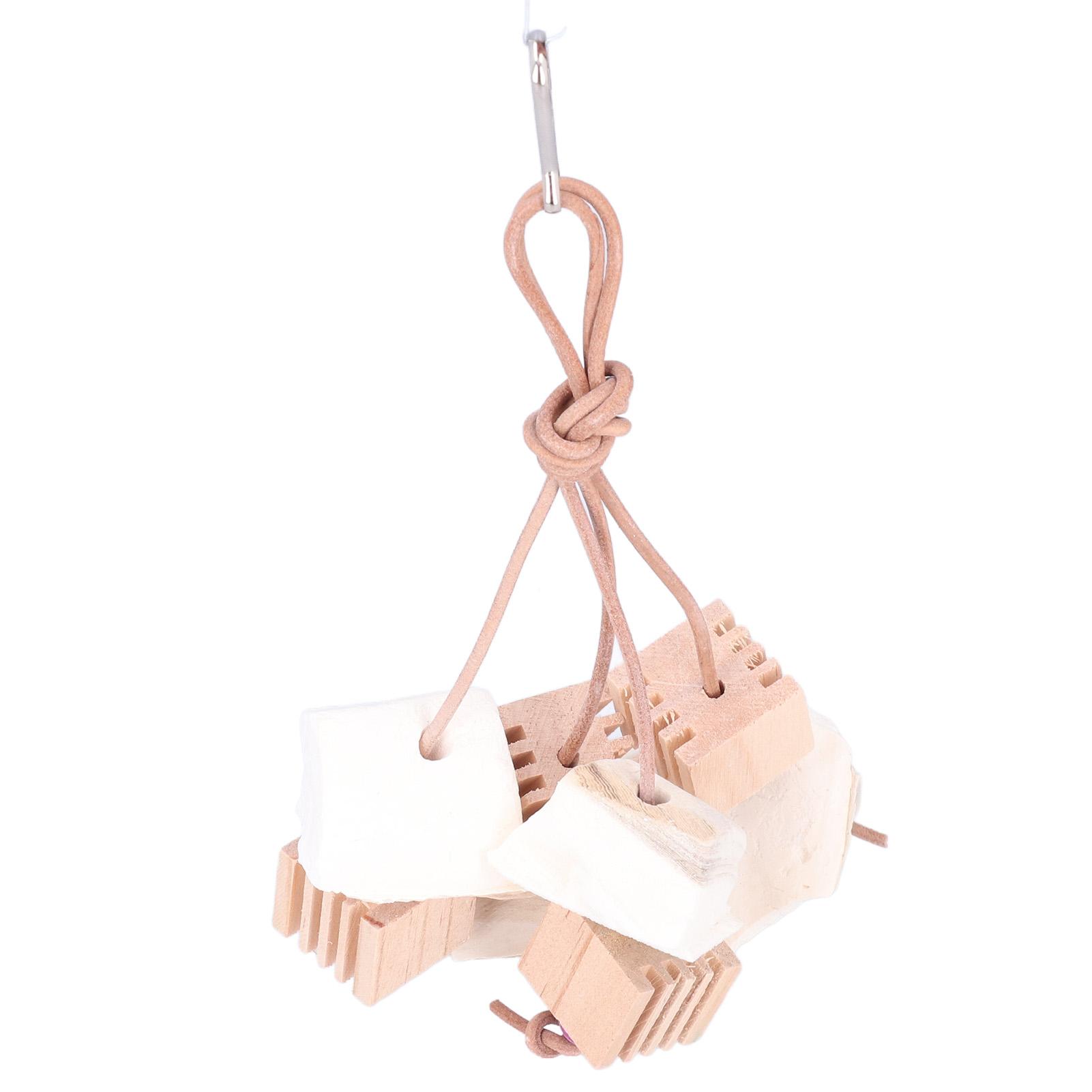 

Parrot Chewing Toy Natural Wood Cuttlefish Bone Hanging Bird Teeth Grinding String for Parakeets