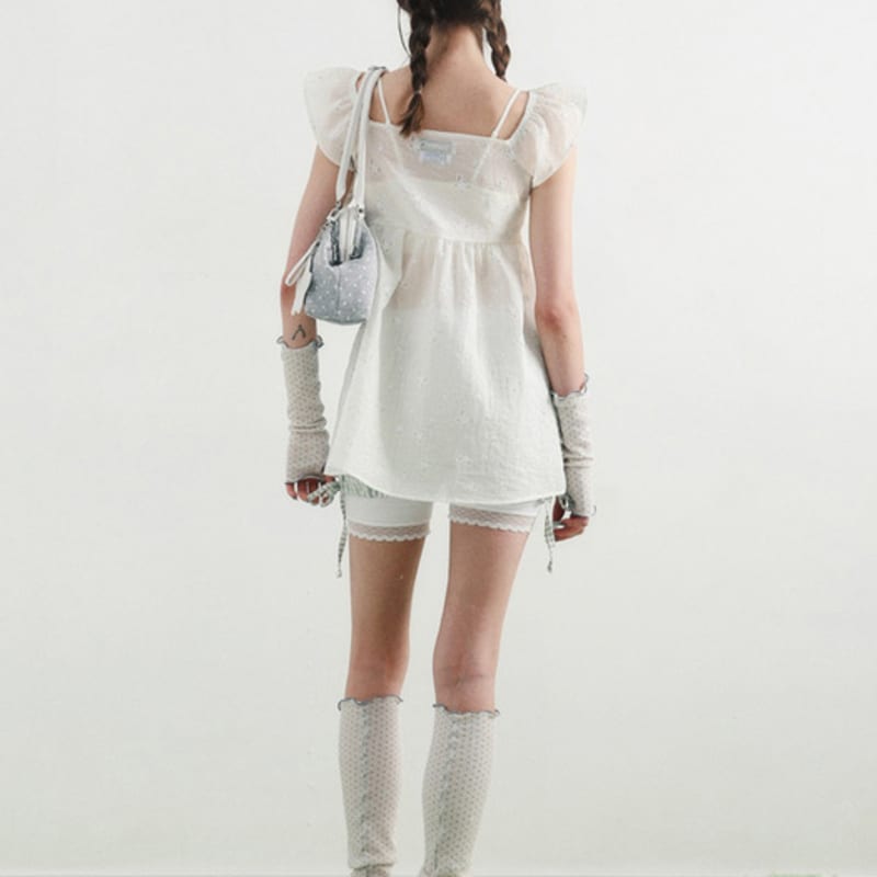 BadBlue Sheer Dot Leg Warmer Beige