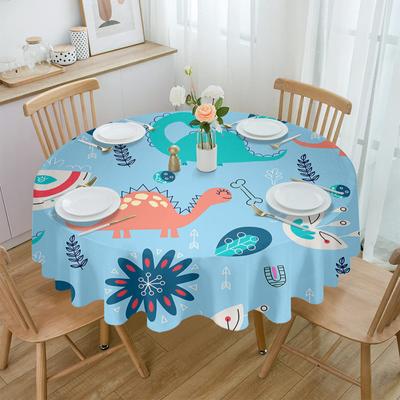 Dinosaurier Blumen Blätter Linien Runde Tischdecke Wasserdichte Tisch Abdeckung Für Hochzeit Party Dekoration Esstisch Abdeckung