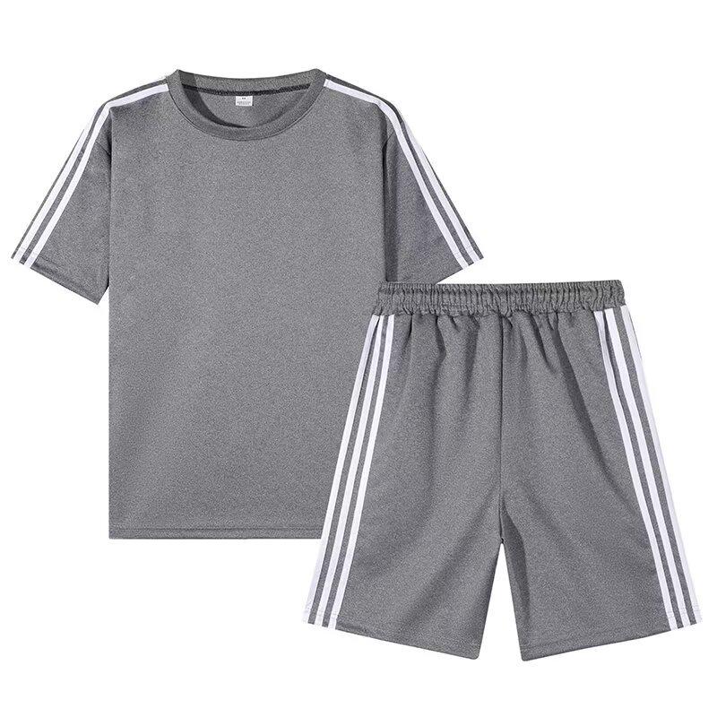 Men's Trendy Korean Style Summer Sportswear Set: Short Sleeve T-shirt & Casual Basketball Jersey Shorts 2025
