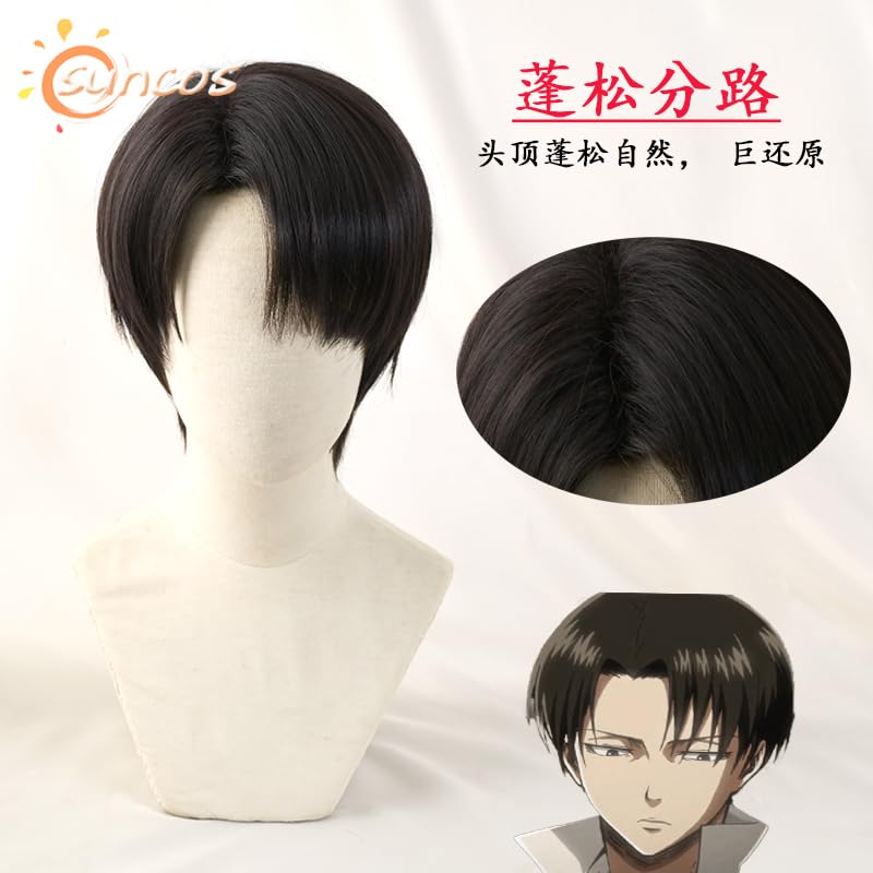 SUNXXCOS Attack on Titan Cosplay Wig, Heat-Resistant Wig, Costume Accessory (Levi Wig)