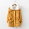 Autumn and Winter Mid-length Tooling Cotton-padded Jacket Women's Drawstring Waist Lamb Velvet Thick Warm Jacket