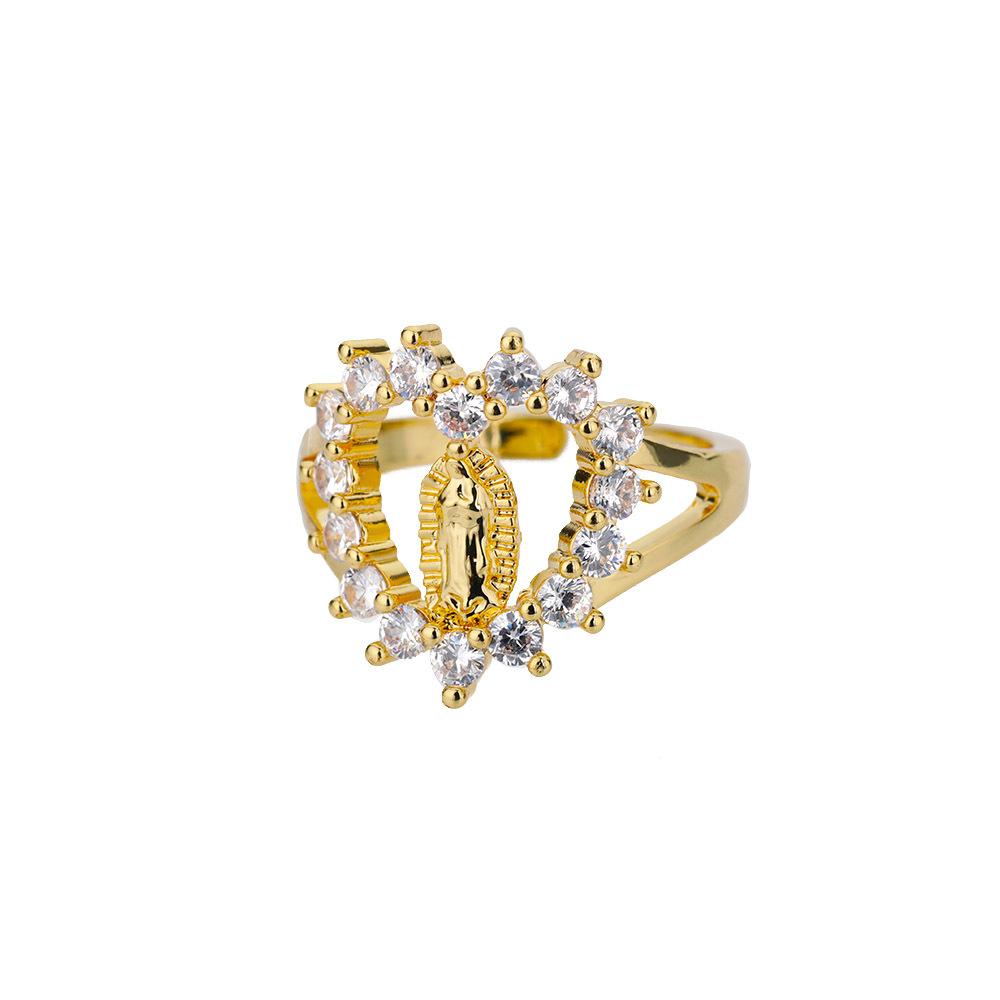 New Geometric Heart Shaped Zircon Open Ring for Women's Niche Design, Finger Ring, Light Luxury Fashion Accessories