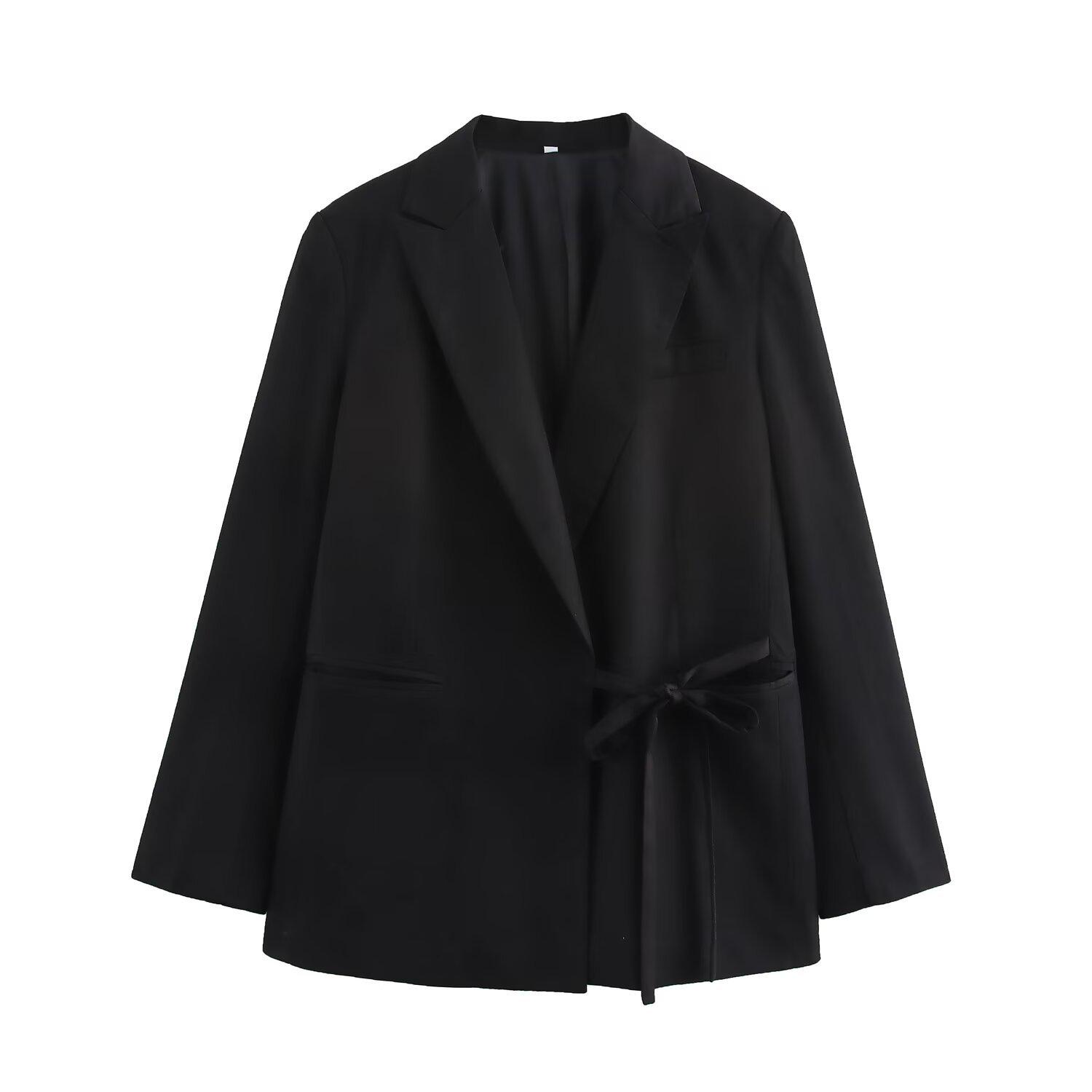 

European & American Women s Wrap Tie Suit Jacket - 2025 Early Spring Street Fashion S