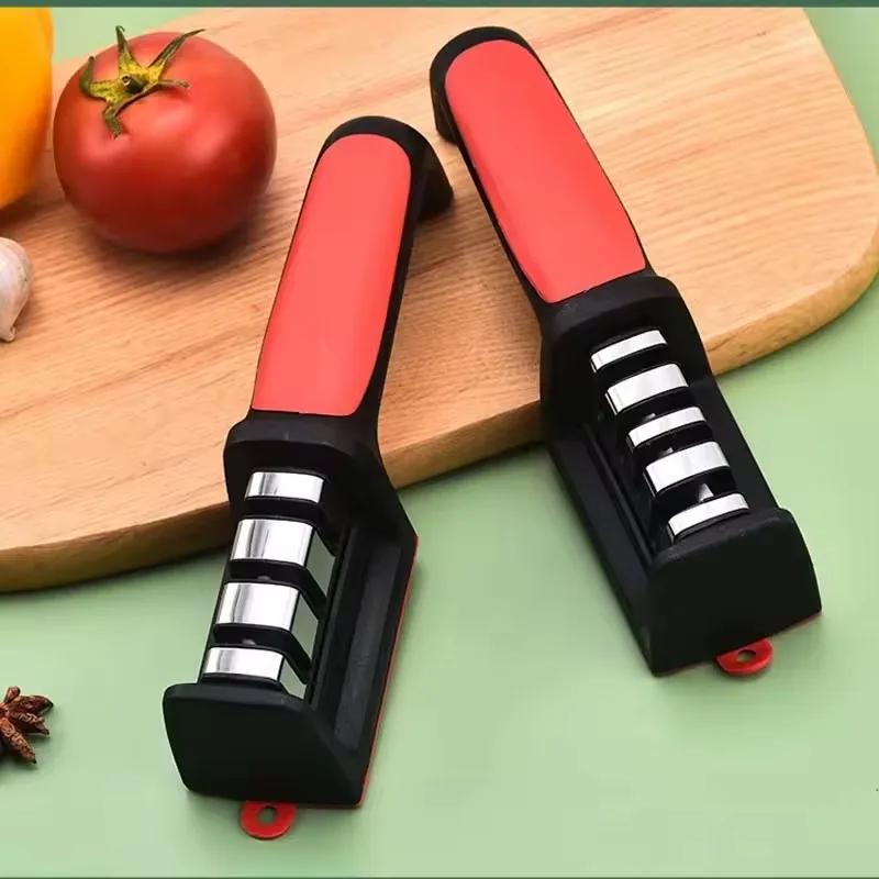 Kitchen 3/4-Segment Knife Sharpener Household Multi-Functional Hand-Held 3/4-Purpose Black Sharpening Stone