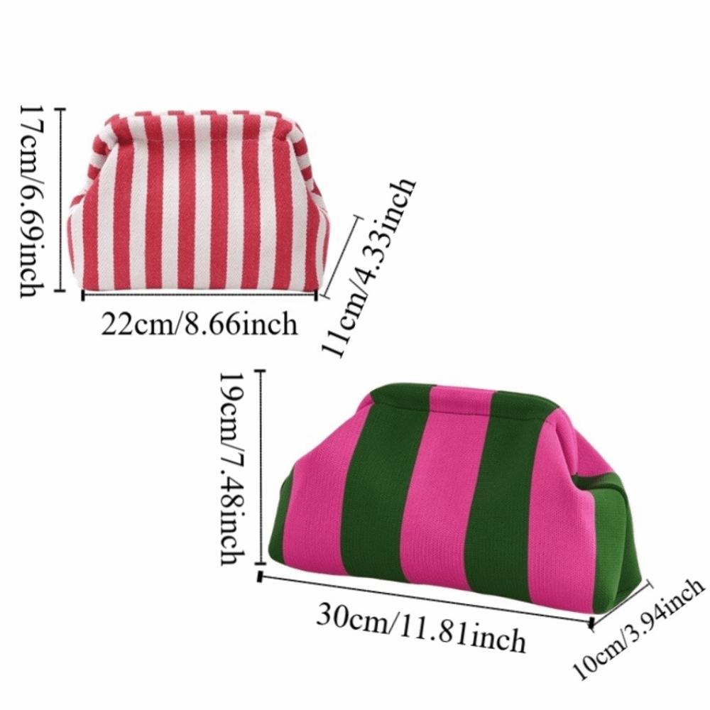 Elegant Woven Crochet Purses Large Capacity Striped Pattern Beach Clutch Handbags Colorblock Design Woven Texture