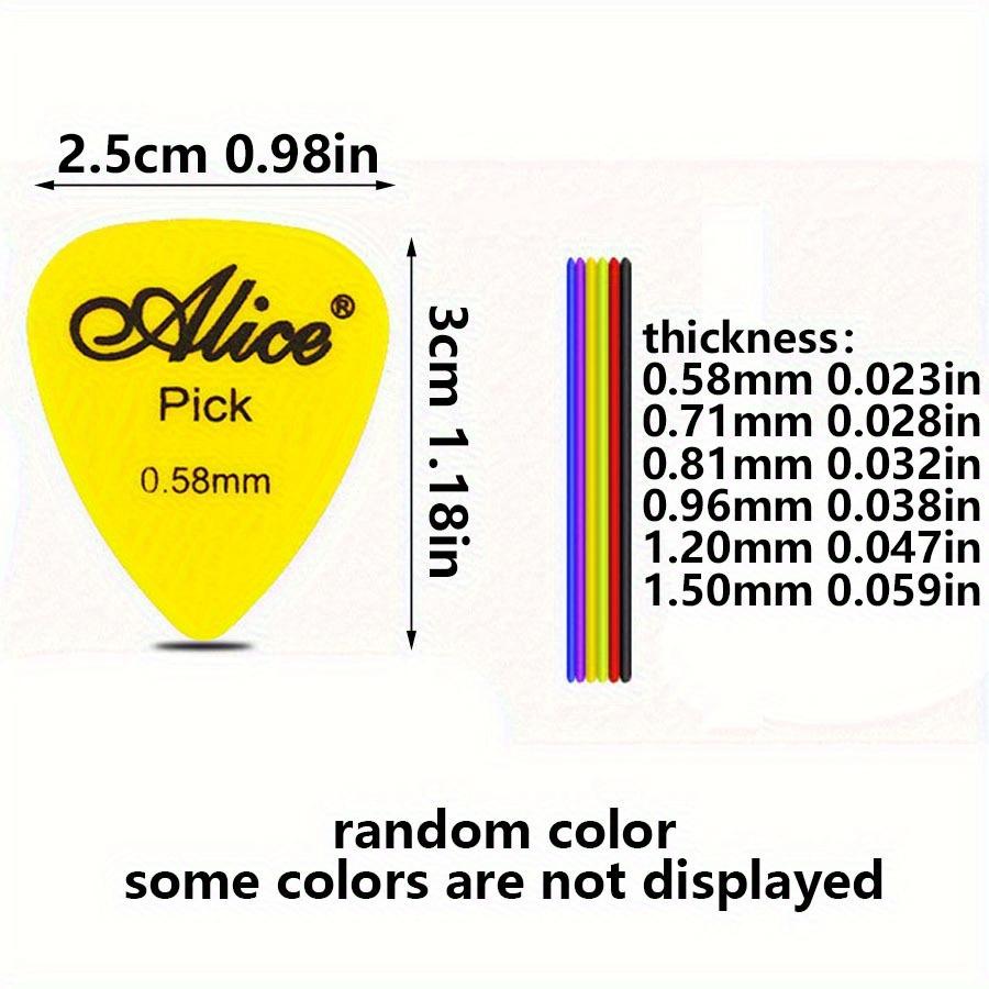 50pcs Alice Guitar Picks Bulk Matte Colorful Plectrums 0.58/0.71/0.81/0.96/1.2/1.5mm Thickness Premium ABS for Acoustic JXB