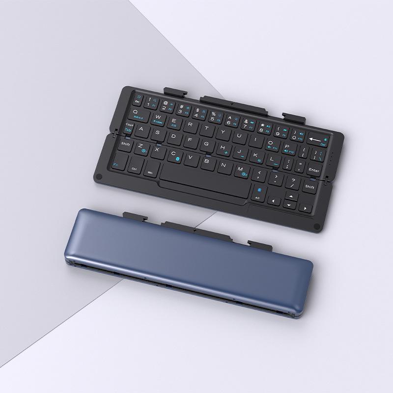 Portable Bluetooth Aluminum Alloy Folding Keyboard with Universal Phone/Tablet Stand, Silent Typing & USB-C Charging