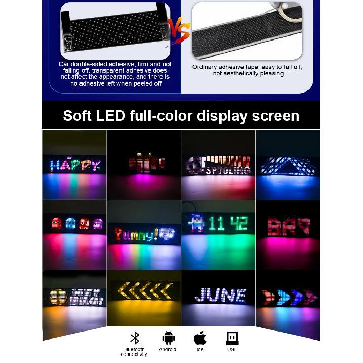Scrolling Advertising LED Sign Display USB RGB Car App Control Bluetooth Custom Logo Display Text Pattern Animation Programmable