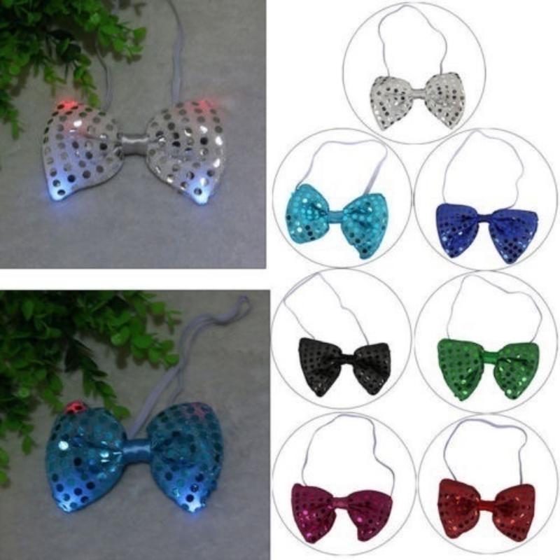Led Flashing Sequins Jazz Hat Cap Neck Bow Tie Woman Men Adult Performance Props Glow Party Supplies Christmas