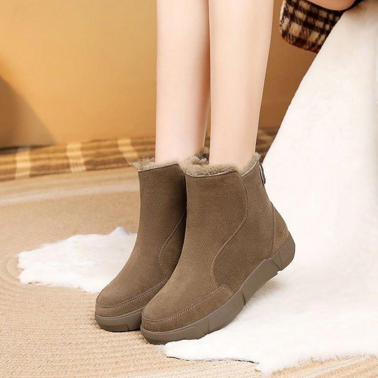 

Northeast snow boots women s 2025 winter new wool short boots non-slip velvet warm thickened cotton boots flat cotton shoes 42