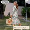 BITCED Fashion Summer Spring Long Sleeve Square Collar Casual Dresses