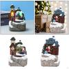 Music Box with , Desktop Ornaments Village Colorful Lights, Santa Snowy House Decoration for