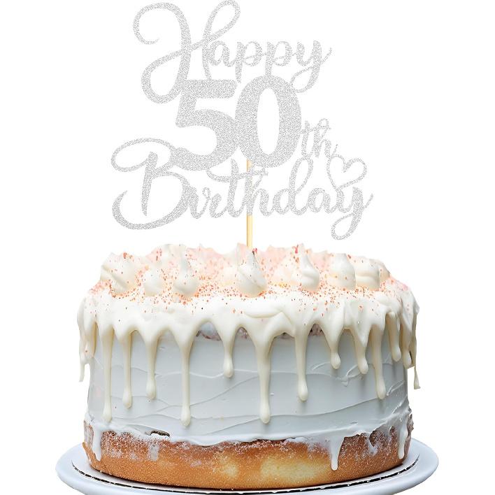 Sotpot 1PC Happy 18th Birthday Cake Topper Double-sided Silver Glitter Cake Pick Cake Decoration for 18th Birthday Anniversary Party Cake Decorations