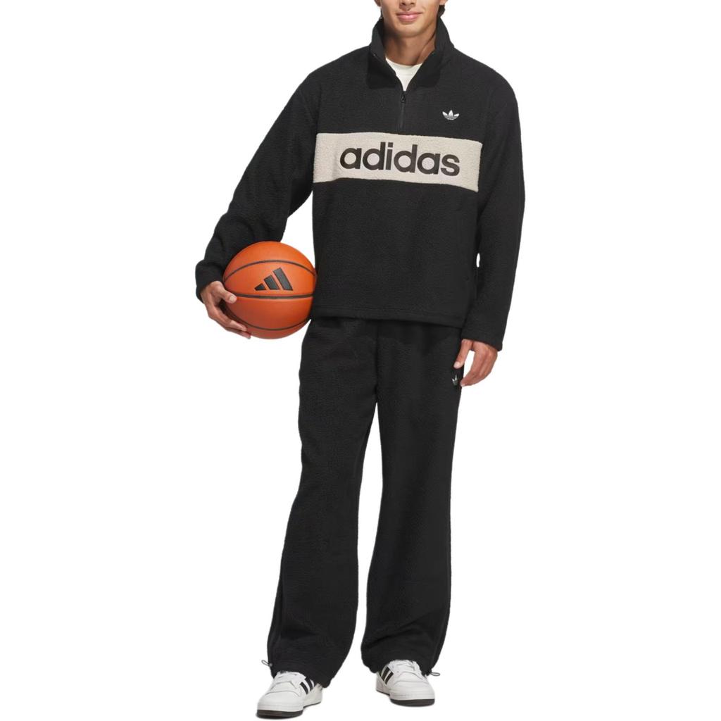 adidas Originální mikina s vysokým límcem, dlouhým rukávem, na zip, s potiskem písmen, unisex, KG9164