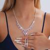Bridal Rhinestone Necklace & Earrings Set - Evening Wedding Jewelry Accessories