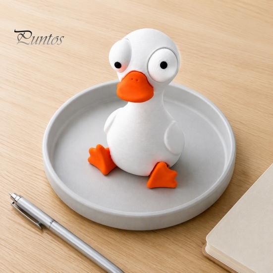 Unique Office Decor 3D Printed Funny Cartoon Cat & Goose Figurine with Movable Eyes, Flexible Eye Expression Toy Cute Animal Desk Decor, Stress Relief