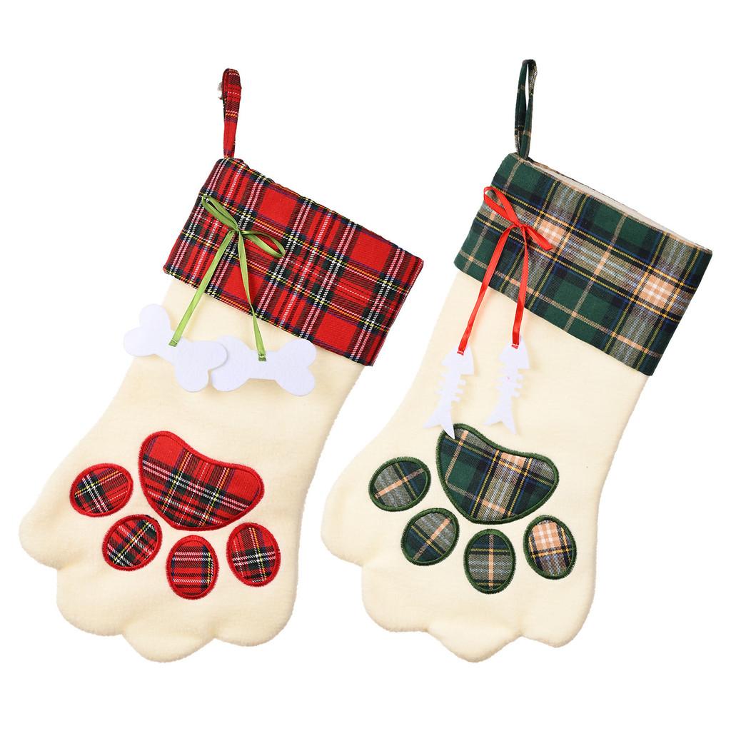 Cute Plaid Cartoon Christmas Stockings For Dogs And Cats Great Gifts And Holiday Decor