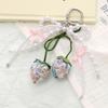 New Ribbon Pearl Strawberry Bow Keychain DIY Jewelry Style Mobile Phone Pendant Bag Charm Pendant Mobile Phone Chain