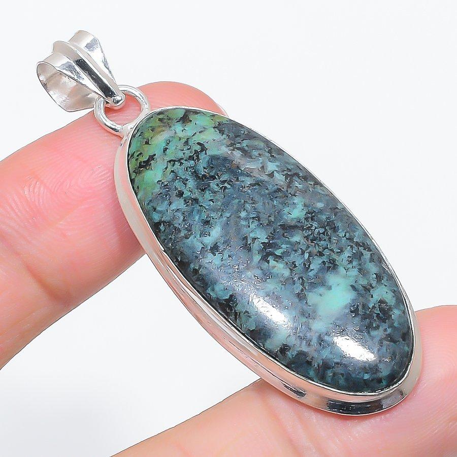 Natural Tibetan Turquoise 925 Sterling Silver Jewelry Pendant 2.29" o3Q39